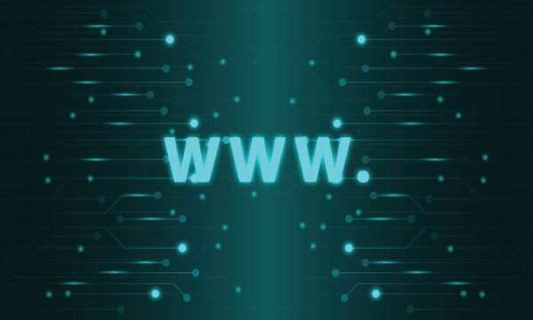 Green Tech Circuit Abstract Background with World Wide Web Icon.