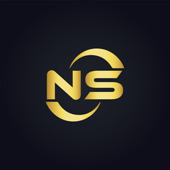 NS Letter Logo Design. Initial letters NS logo icon. Abstract letter NS N S minimal logo design template. N S Letter Design Vector with black Colors. NS logo, 