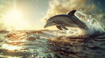 Dolphin in the water illustration, Beautiful, summer vibe, beach, ocean, sea, fish, background