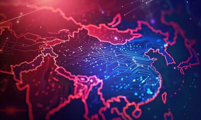 Gleaming China states Map, digital representation