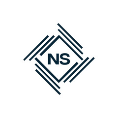 NS Letter Logo Design. Initial letters NS logo icon. Abstract letter NS N S minimal logo design template. N S Letter Design Vector with black Colors. NS logo, 