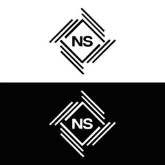 NS Letter Logo Design. Initial letters NS logo icon. Abstract letter NS N S minimal logo design template. N S Letter Design Vector with black Colors. NS logo, 