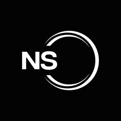 NS Letter Logo Design. Initial letters NS logo icon. Abstract letter NS N S minimal logo design template. N S Letter Design Vector with black Colors. NS logo, 