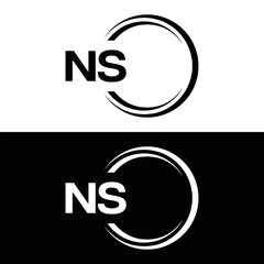 NS Letter Logo Design. Initial letters NS logo icon. Abstract letter NS N S minimal logo design template. N S Letter Design Vector with black Colors. NS logo, 