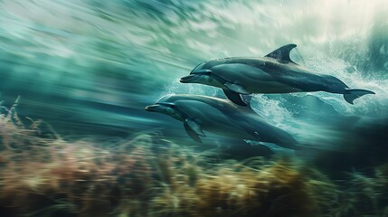 Dolphin in the water illustration, Beautiful, summer vibe, beach, ocean, sea, fish, background