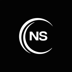 NS Letter Logo Design. Initial letters NS logo icon. Abstract letter NS N S minimal logo design template. N S Letter Design Vector with black Colors. NS logo, 