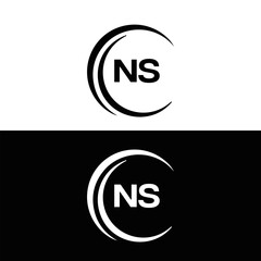 NS Letter Logo Design. Initial letters NS logo icon. Abstract letter NS N S minimal logo design template. N S Letter Design Vector with black Colors. NS logo, 