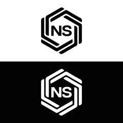 NS Letter Logo Design. Initial letters NS logo icon. Abstract letter NS N S minimal logo design template. N S Letter Design Vector with black Colors. NS logo, 