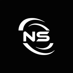 NS Letter Logo Design. Initial letters NS logo icon. Abstract letter NS N S minimal logo design template. N S Letter Design Vector with black Colors. NS logo, 