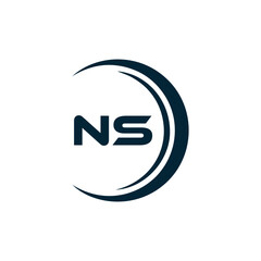 NS Letter Logo Design. Initial letters NS logo icon. Abstract letter NS N S minimal logo design template. N S Letter Design Vector with black Colors. NS logo, 