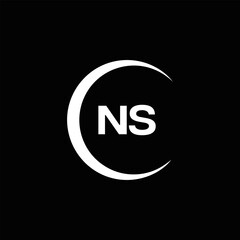 NS Letter Logo Design. Initial letters NS logo icon. Abstract letter NS N S minimal logo design template. N S Letter Design Vector with black Colors. NS logo, 