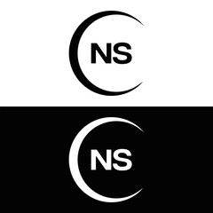 NS Letter Logo Design. Initial letters NS logo icon. Abstract letter NS N S minimal logo design template. N S Letter Design Vector with black Colors. NS logo, 