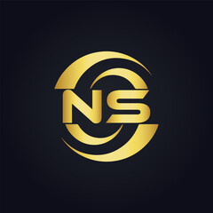 NS Letter Logo Design. Initial letters NS logo icon. Abstract letter NS N S minimal logo design template. N S Letter Design Vector with black Colors. NS logo, 