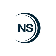 NS Letter Logo Design. Initial letters NS logo icon. Abstract letter NS N S minimal logo design template. N S Letter Design Vector with black Colors. NS logo, 