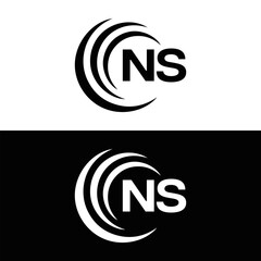 NS Letter Logo Design. Initial letters NS logo icon. Abstract letter NS N S minimal logo design template. N S Letter Design Vector with black Colors. NS logo, 