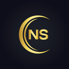 NS Letter Logo Design. Initial letters NS logo icon. Abstract letter NS N S minimal logo design template. N S Letter Design Vector with black Colors. NS logo, 