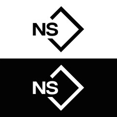 NS Letter Logo Design. Initial letters NS logo icon. Abstract letter NS N S minimal logo design template. N S Letter Design Vector with black Colors. NS logo, 