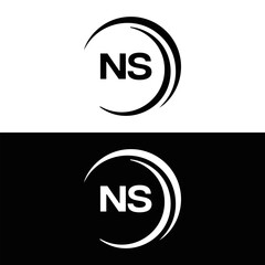 NS Letter Logo Design. Initial letters NS logo icon. Abstract letter NS N S minimal logo design template. N S Letter Design Vector with black Colors. NS logo, 