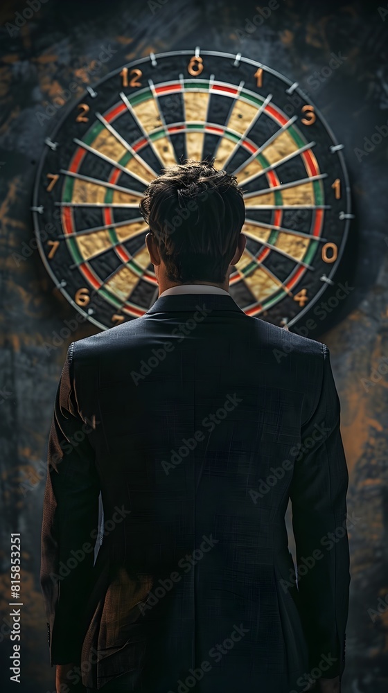 Aufkleber businessman visualizing business success through precise targeting on digital dartboard