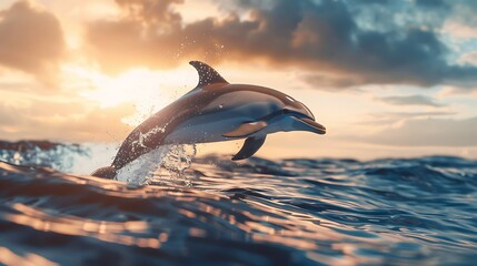 Dolphin in the water illustration, Beautiful, summer vibe, beach, ocean, sea, fish, background