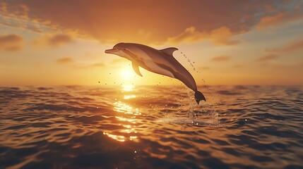 Obraz premium Dolphin in the water illustration, Beautiful, summer vibe, beach, ocean, sea, fish, background