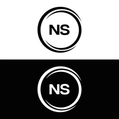 NS Letter Logo Design. Initial letters NS logo icon. Abstract letter NS N S minimal logo design template. N S Letter Design Vector with black Colors. NS logo, 