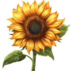Bright Yellow Sunflower with Detailed Petals