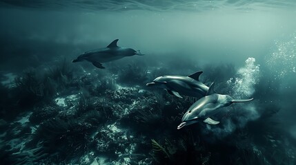 Dolphin in the water illustration, Beautiful, summer vibe, beach, ocean, sea, fish, background