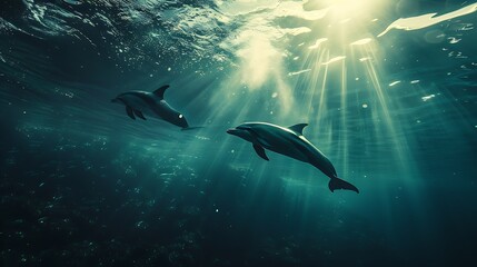 Dolphin in the water illustration, Beautiful, summer vibe, beach, ocean, sea, fish, background