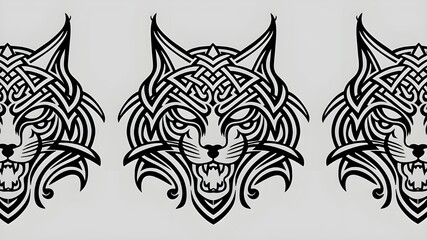 Stylized Lynx Figure in Celtic Zoomorphic Ornament