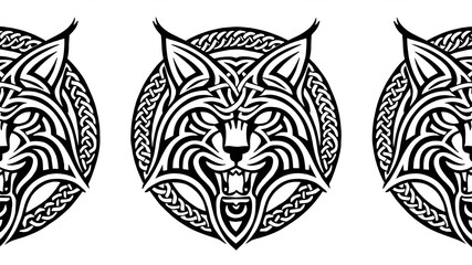 Repetitive zoomorphic ornament in Celtic style. The ornament is to depict a stylised figure of a lynx. The lynx is to be menacing full

of majesty. One module of the ornament is needed - to be repeate