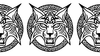Stylized Lynx Figure in Celtic Zoomorphic Ornament