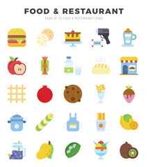 Set of Food and Restaurant Icons Flat icons collection.
