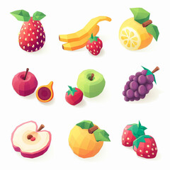 Isometric Fruit Icon Collection