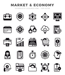 Market & Economy Lineal Filled icons collection. 25 icon set. Vector illustration.