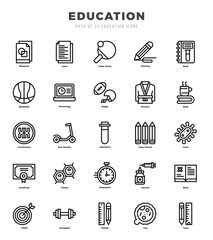 Education Icons bundle. Lineal style Icons. Vector illustration.