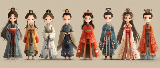 People in beach attire enjoy a festive celebration with traditional costumes, dancing, and sculptures amidst a cultural gathering