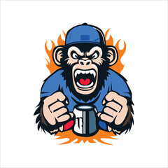 Angry monkey logo design, vector logo design, illustration 