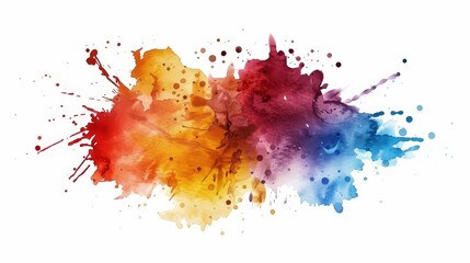Colorful watercolor splash explosion isolated on white background image flat design front view creative burst theme animation Analogous Color Scheme