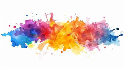Colorful watercolor splash explosion isolated on white background image flat design front view creative burst theme animation Analogous Color Scheme