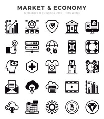 Market & Economy icons set. Collection of simple Lineal Filled web icons.