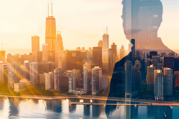 Obraz premium ambitious corporate professional in the city. composite image. copy space.