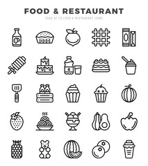 Food and Restaurant. Lineal icons Pack. vector illustration.