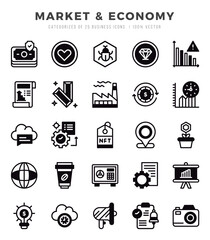 Market & Economy Lineal Filled icons. Vector Lineal Filled illustration.