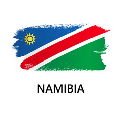 National symbols - flag of Namibia isolated on white background. Hand-drawn illustration. Flat style. 

