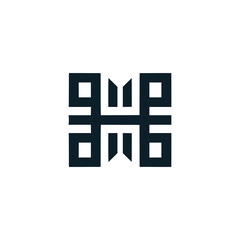 simple square symmetrical professional business logo vector illustration template design