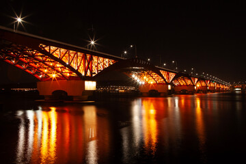 View of Seongsan Bridge on Han River in the night