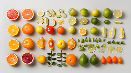 fruits and vegetables for use as illustrations in advertising materials. Generative AI Illustration