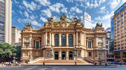 a building with stark white walls and black windows in a beige-textured historical city center, offering a street-level perspective of the facade against a backdrop of a clear sky.