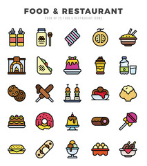 Food and Restaurant icon pack for your website. mobile. presentation. and logo design.